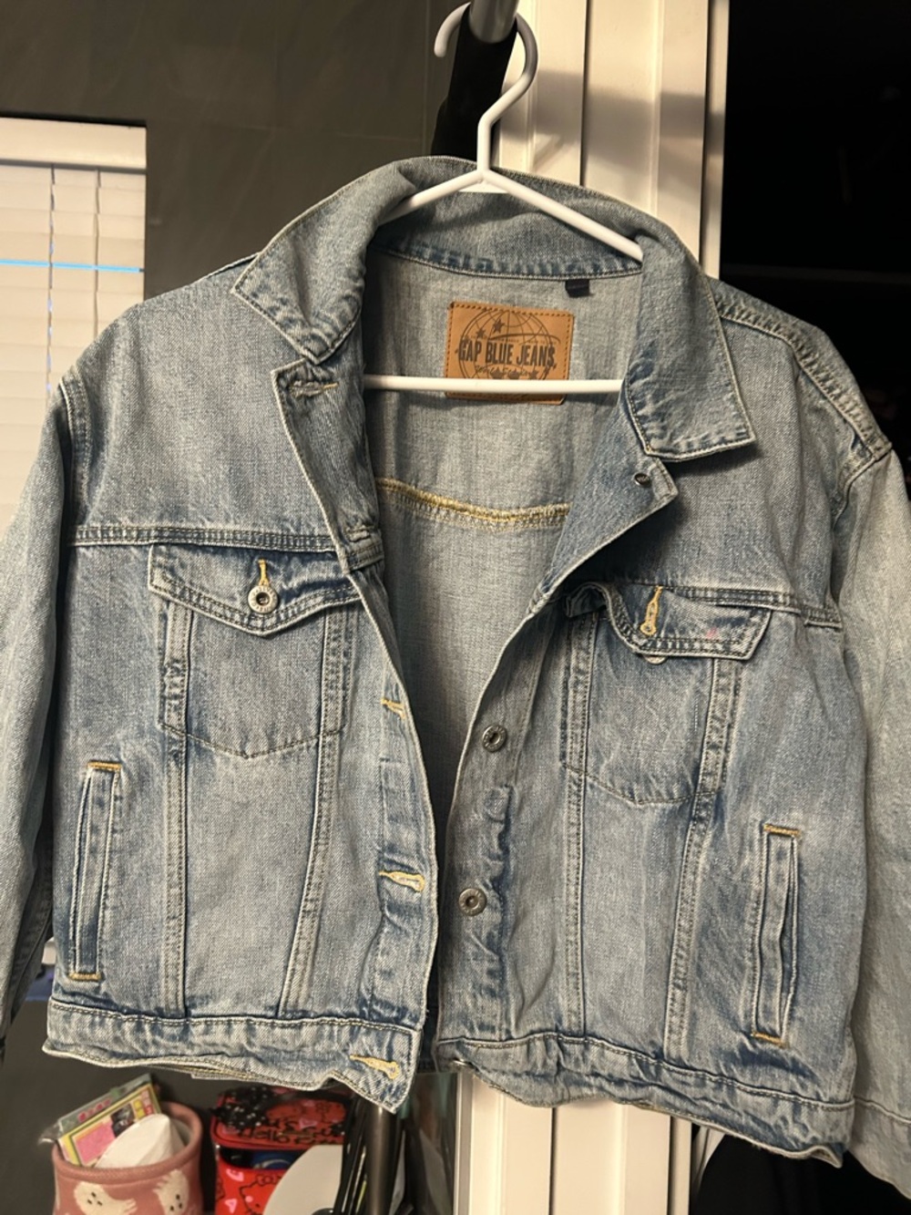 Gap Blue Jeans Light Wash Denim Jacket cropped length